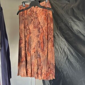 Reba A-Line Snake Print Skirt - Brown and Orange